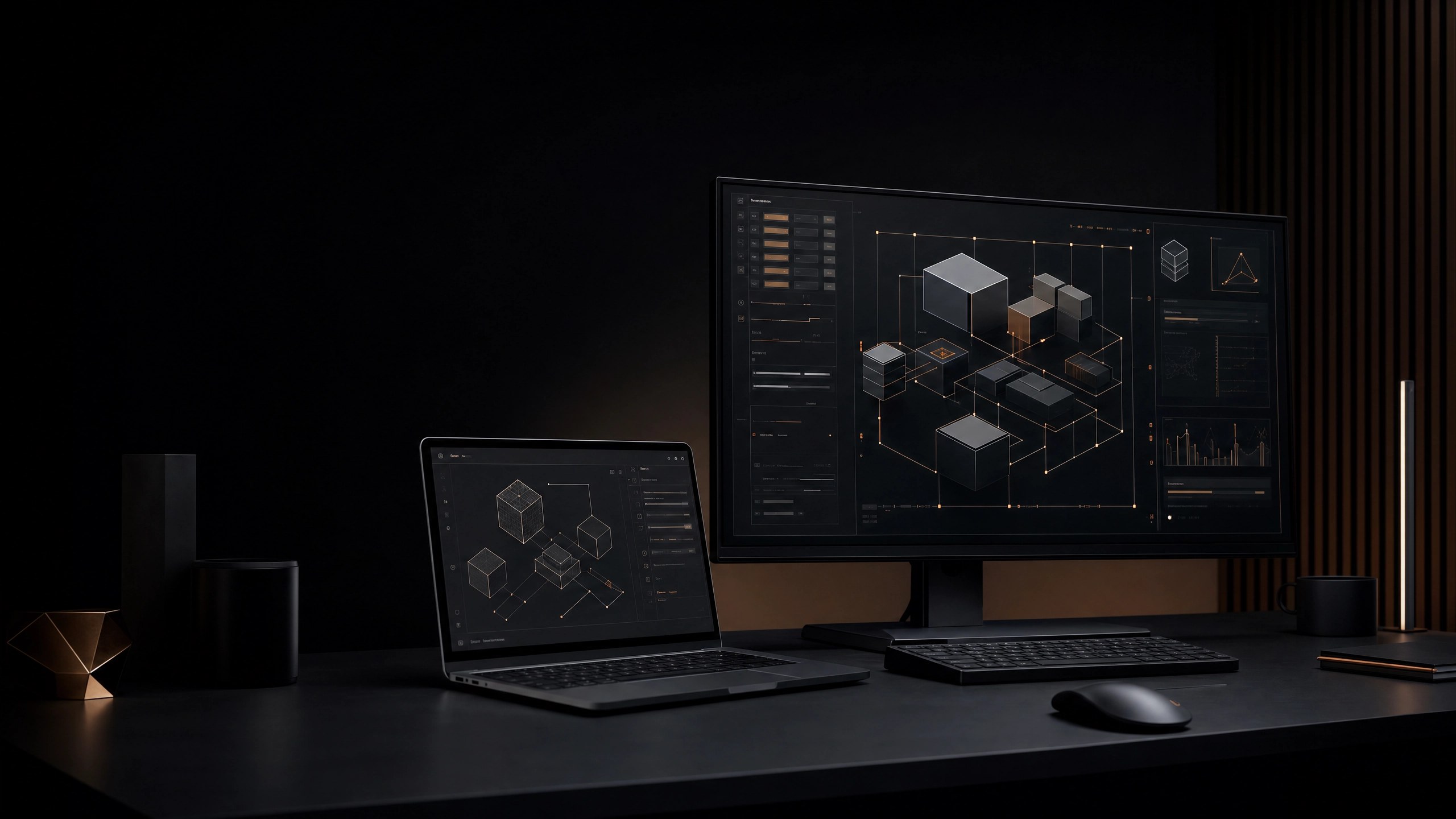 Dashboard de analytics em laptop com gráficos e métricas